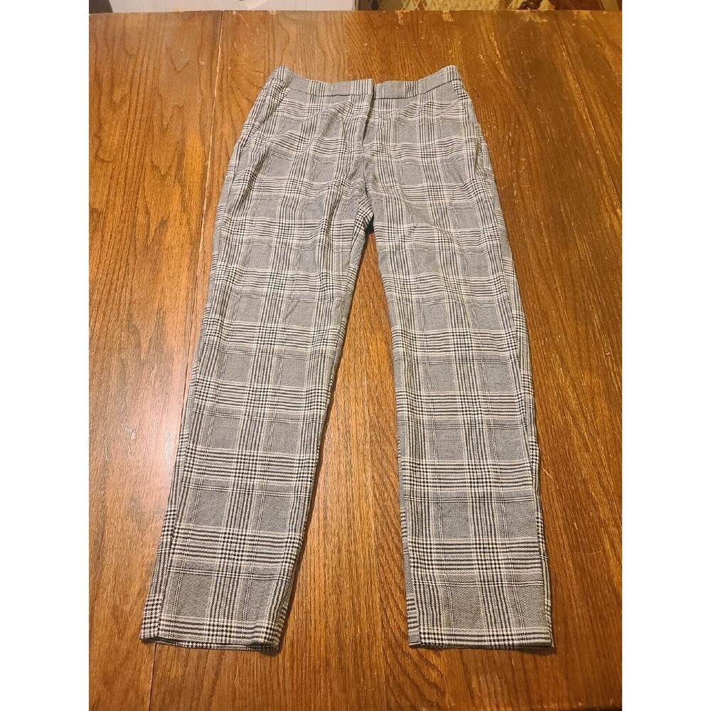 H&M Womens Skinny Fit Black and White Plaid Dress Pants Size 4